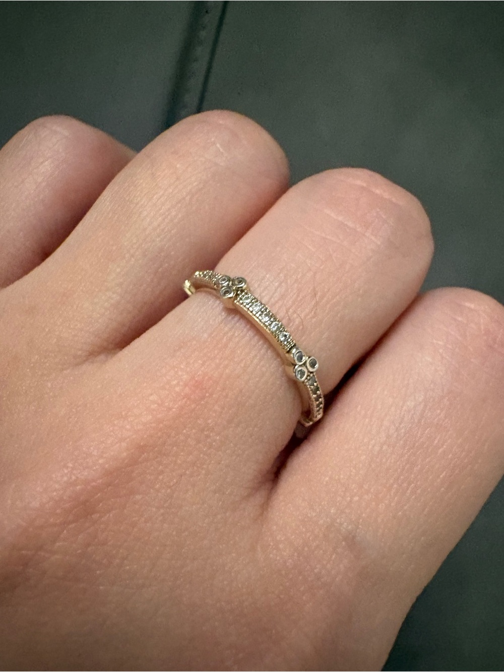Gold-Tone Decorative CZ Band Ring